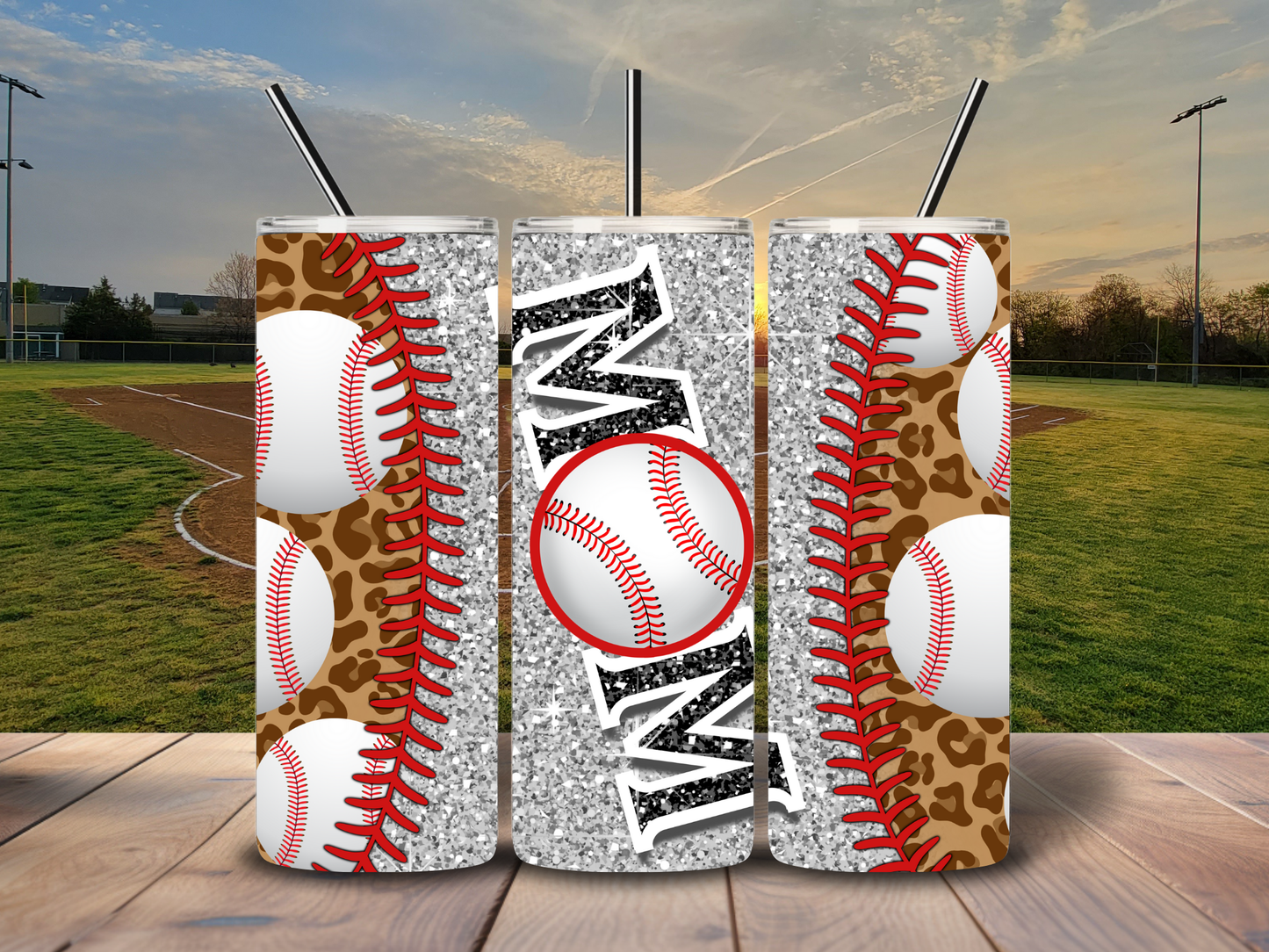Baseball Mom Glitter Tumbler