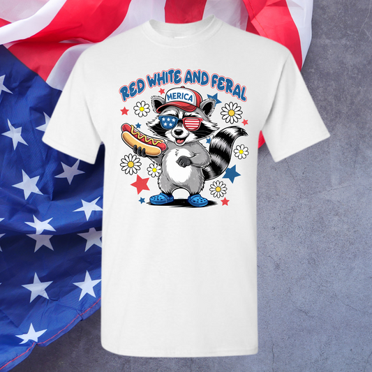 Red, White and Feral Tee